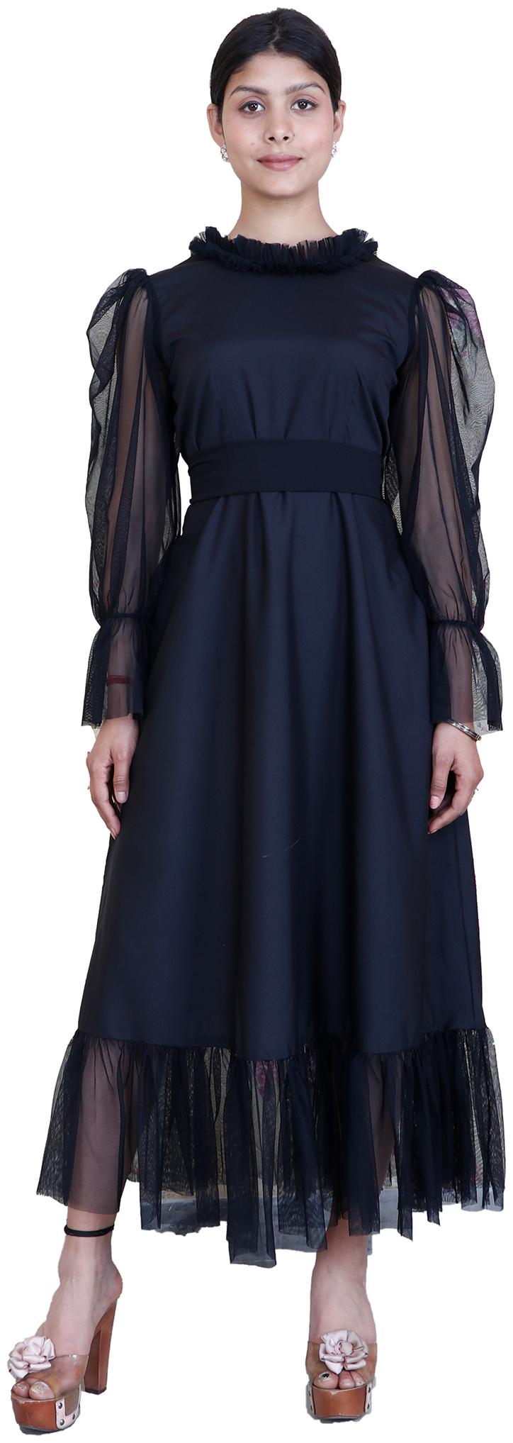 

Rajkumari dress up like a princess Black Solid Fit flare dress
