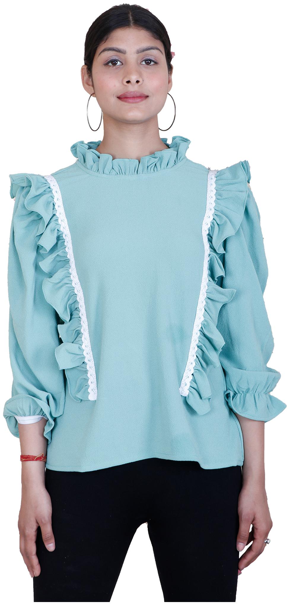 

Rajkumari dress up like a princess Solid Crepe A Line Top Blue Women