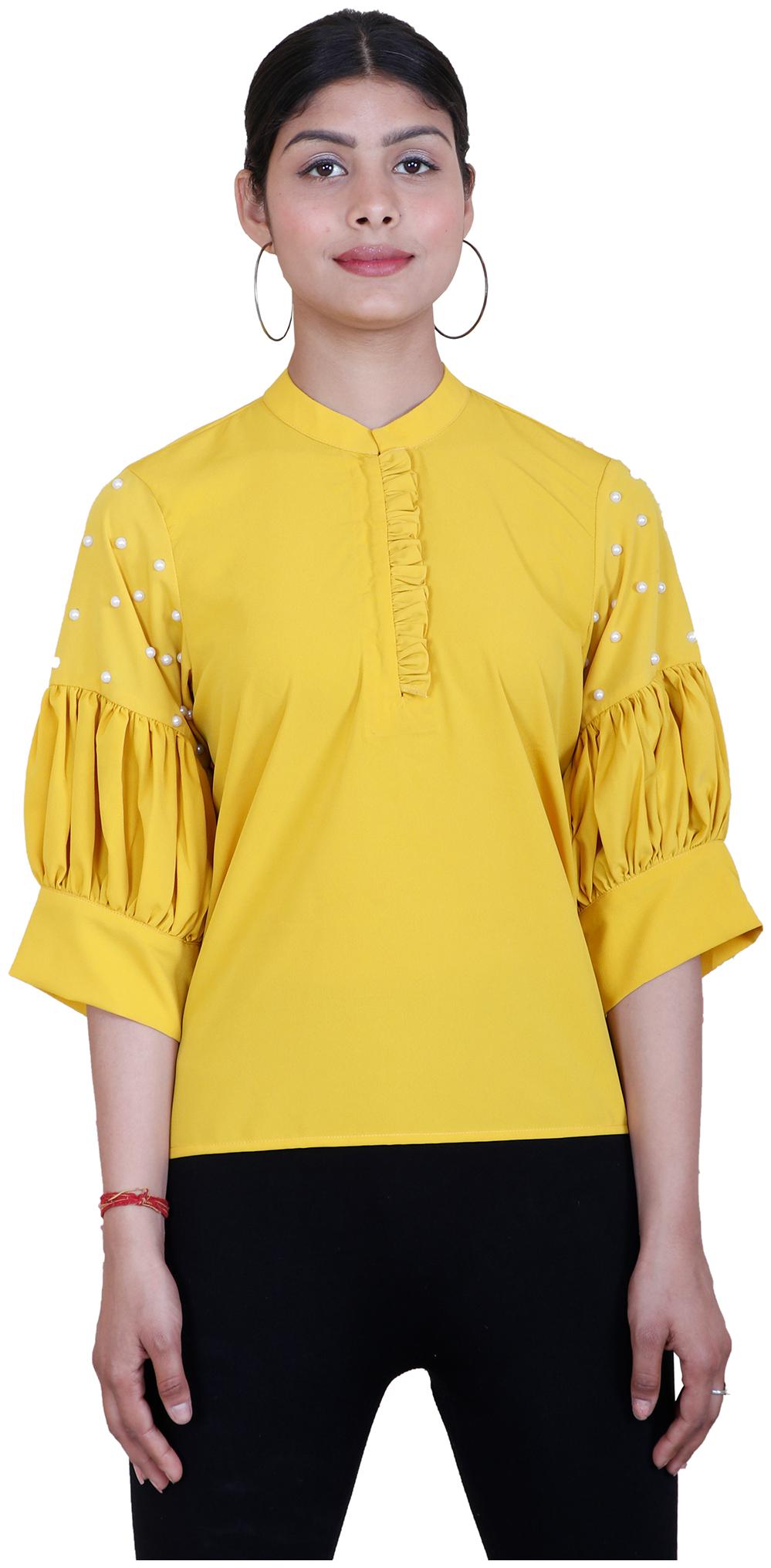 

Rajkumari Dress Up Like A Princess Women Crepe Mustard Casual Top