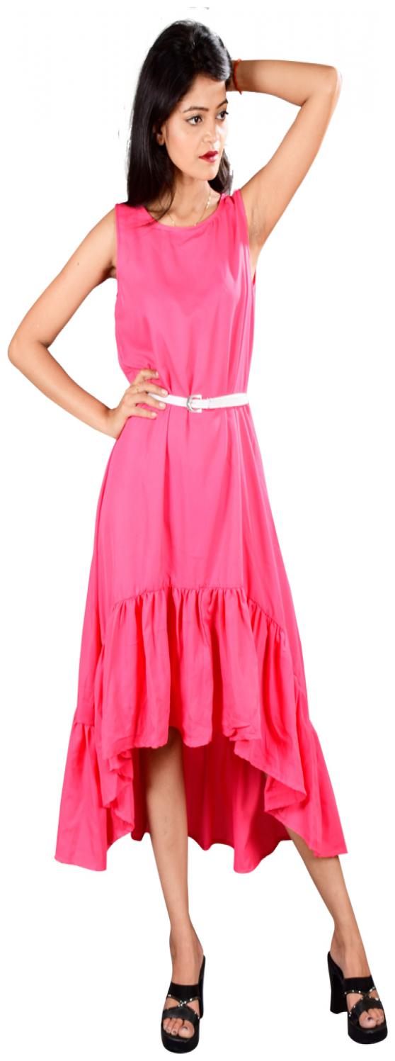 

Rajkumari dress up like a princess Pink Solid Fit flare dress