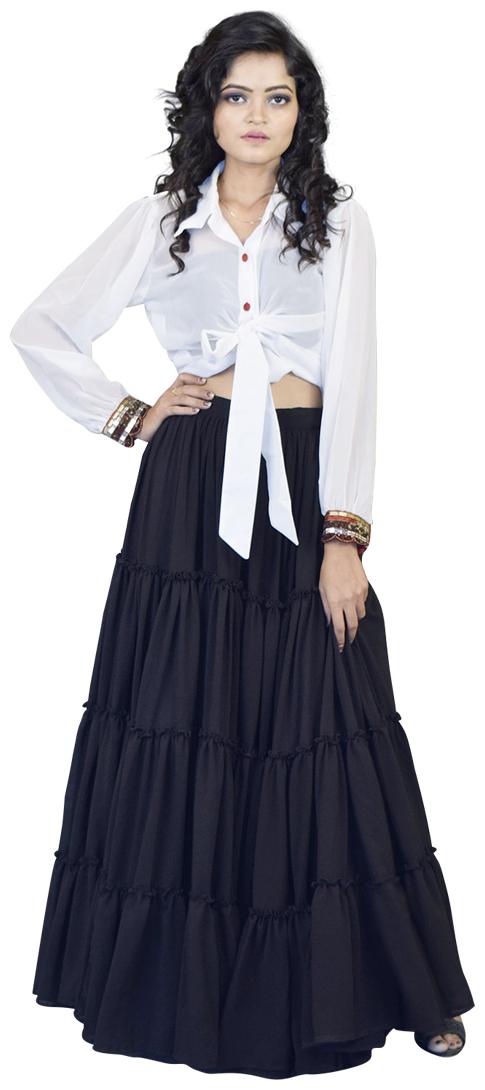 

Rajkumari dress up like a princess Solid Flared skirt Maxi Skirt - Black