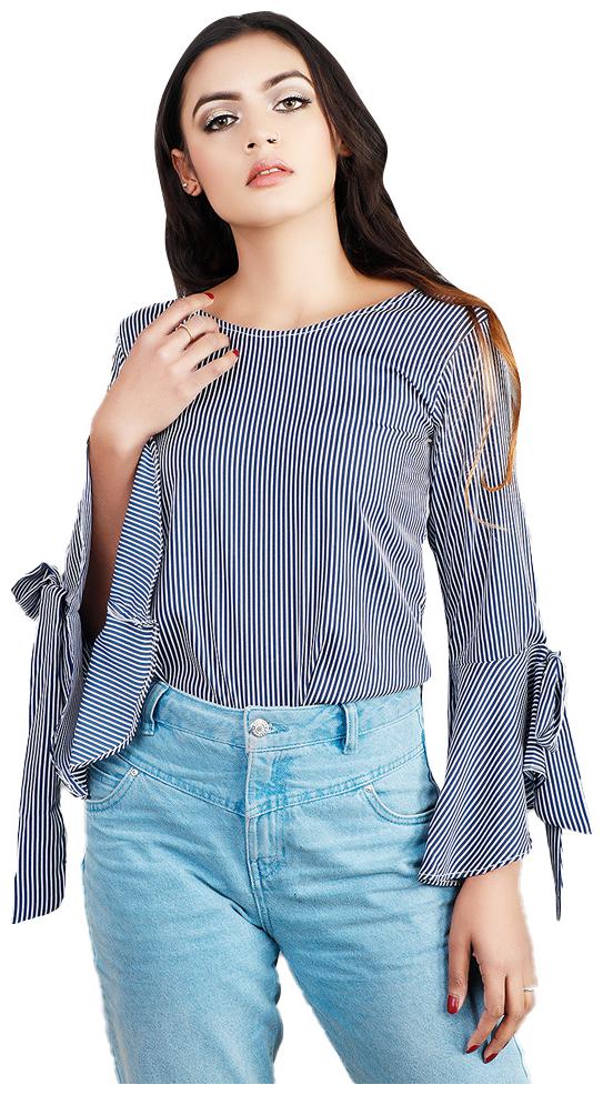 

Rajkumari dress up like a princess Women Striped Regular top - Blue