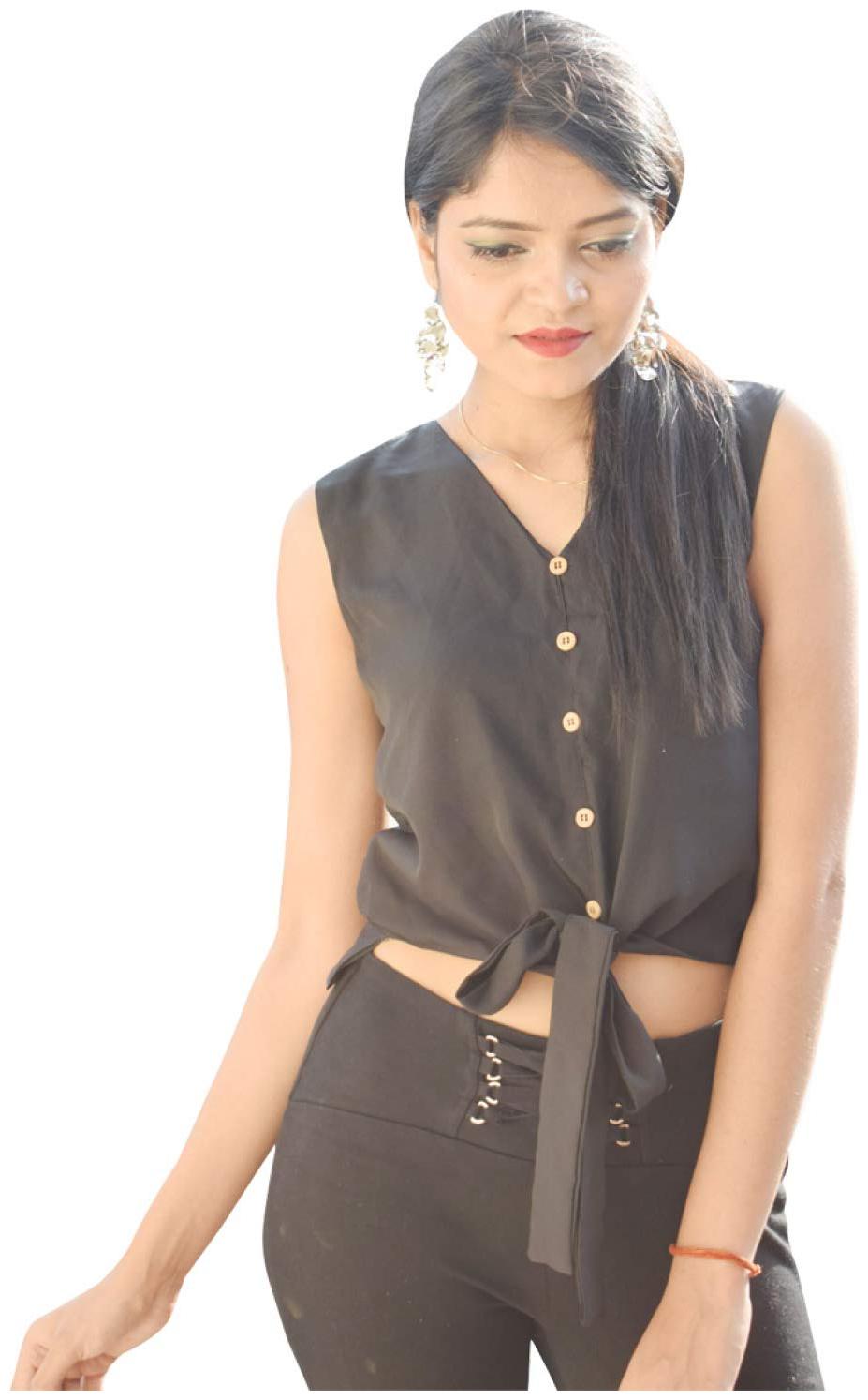 

Rajkumari dress up like a princess Women Solid Regular top - Black