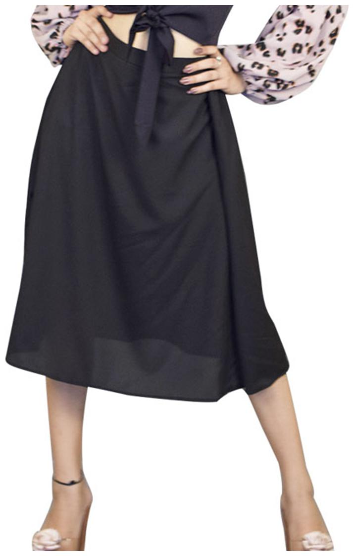 

Rajkumari dress up like a princess Solid Flared skirt Midi Skirt - Black