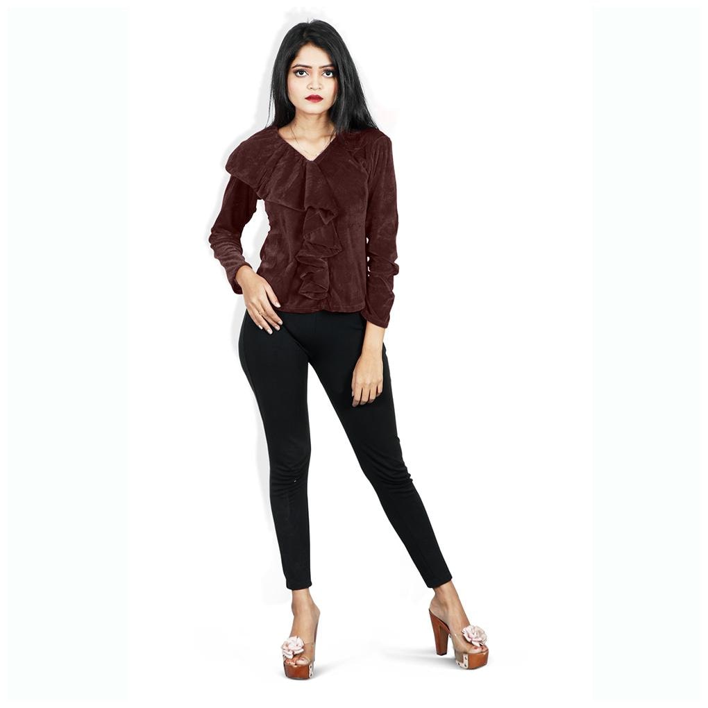 

Rajkumari dress up like a princess Women Solid A-line top - Brown
