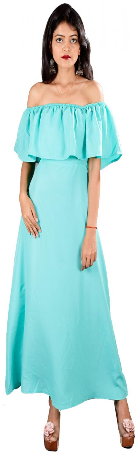 

Rajkumari dress up like a princess Turquoise Solid Maxi dress