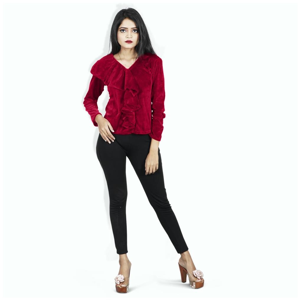 

Rajkumari dress up like a princess Women Solid A-line top - Red