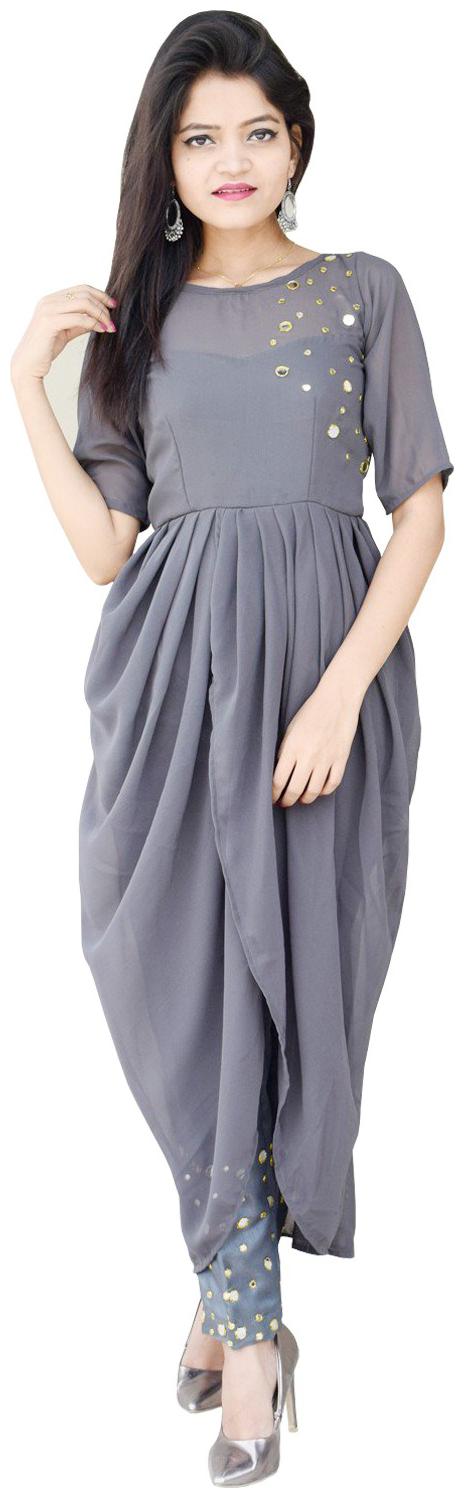 

Rajkumari dress up like a princess Women Grey Solid Straight Kurta