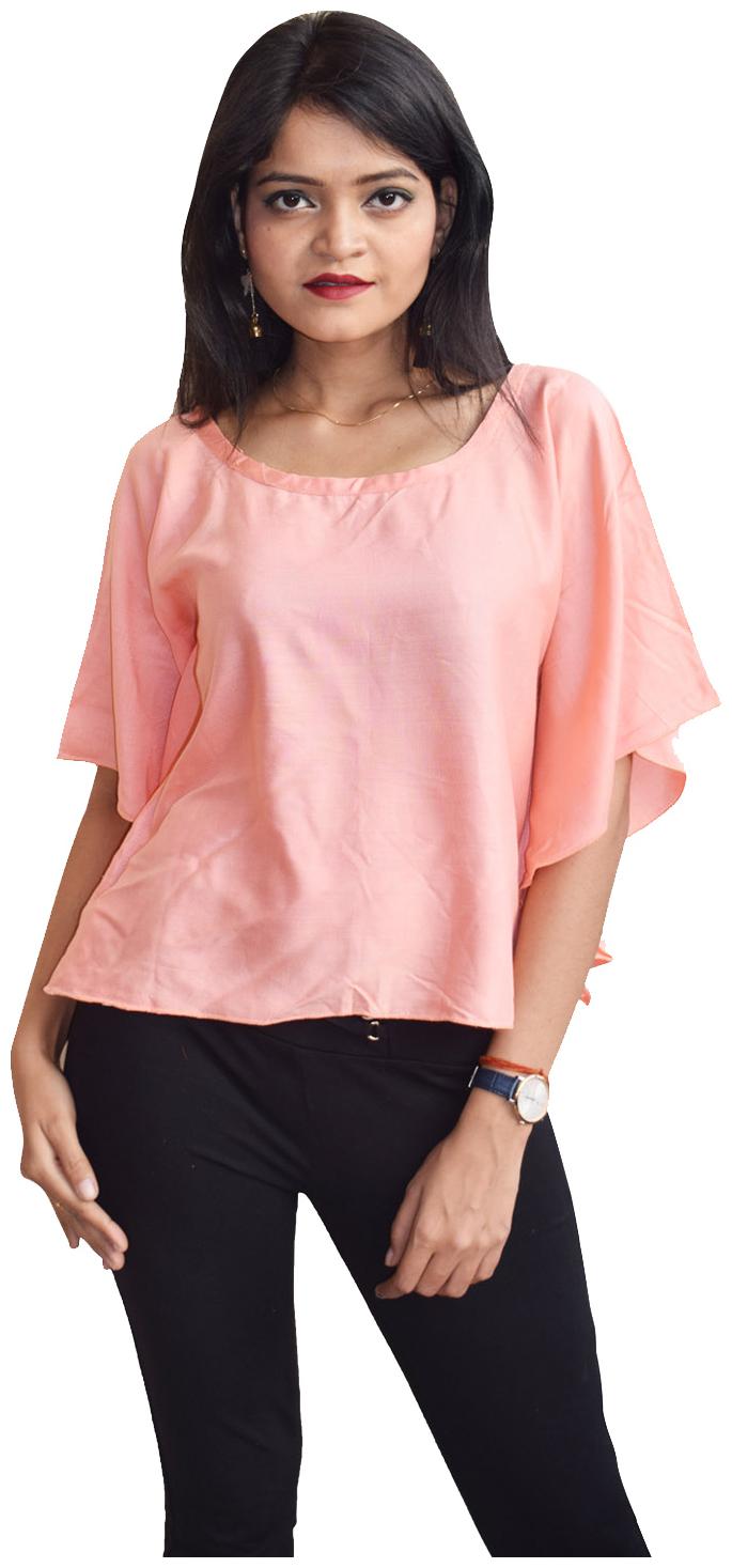 

Rajkumari dress up like a princess Women Solid A-line top Regular top - Peach