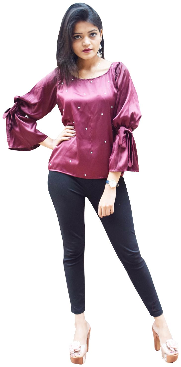 

Rajkumari dress up like a princess Women Solid A-line top - Red