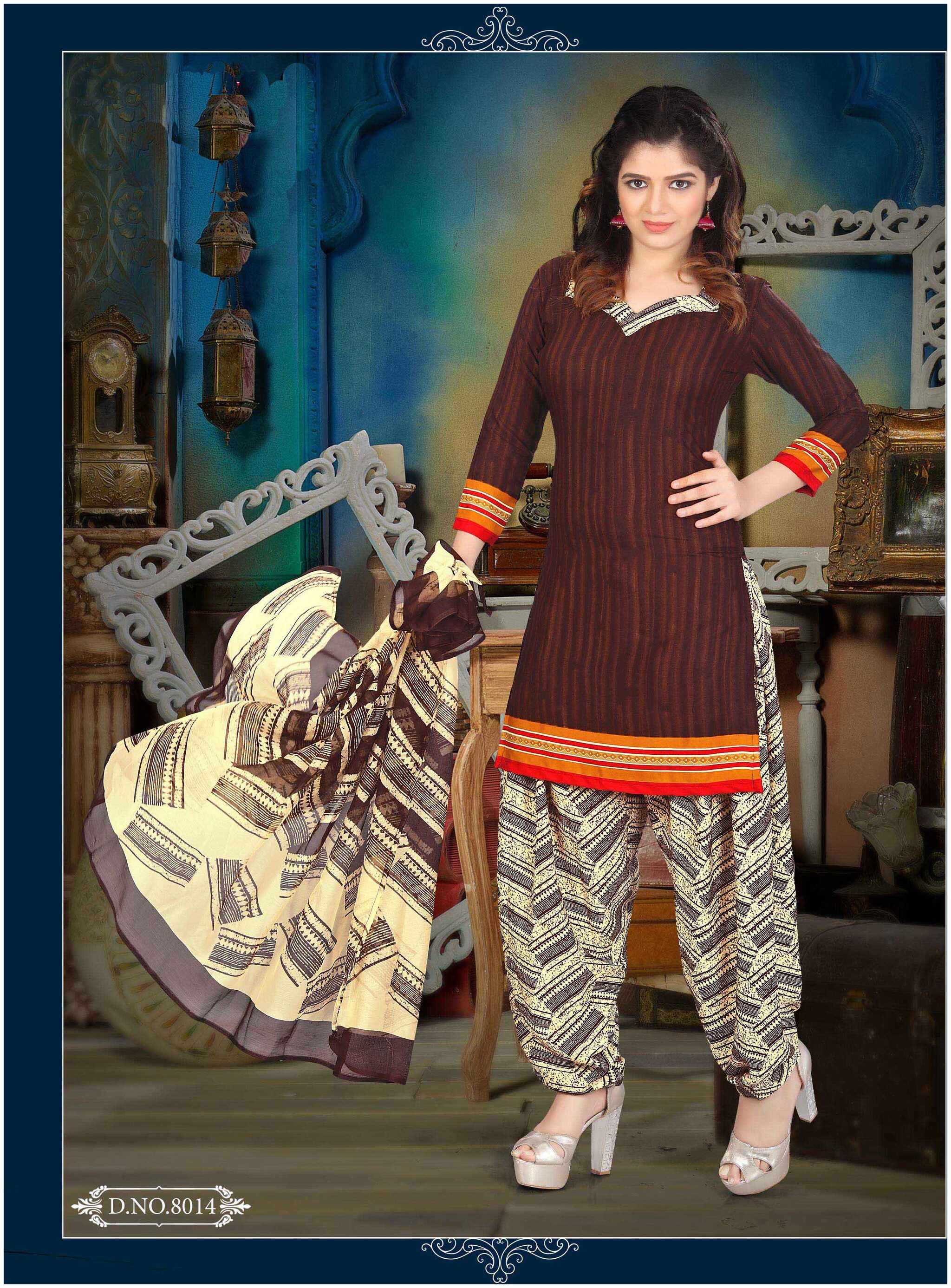 

Rajnandini Brown Unstitched Kurta fabric With dupatta Dress Material
