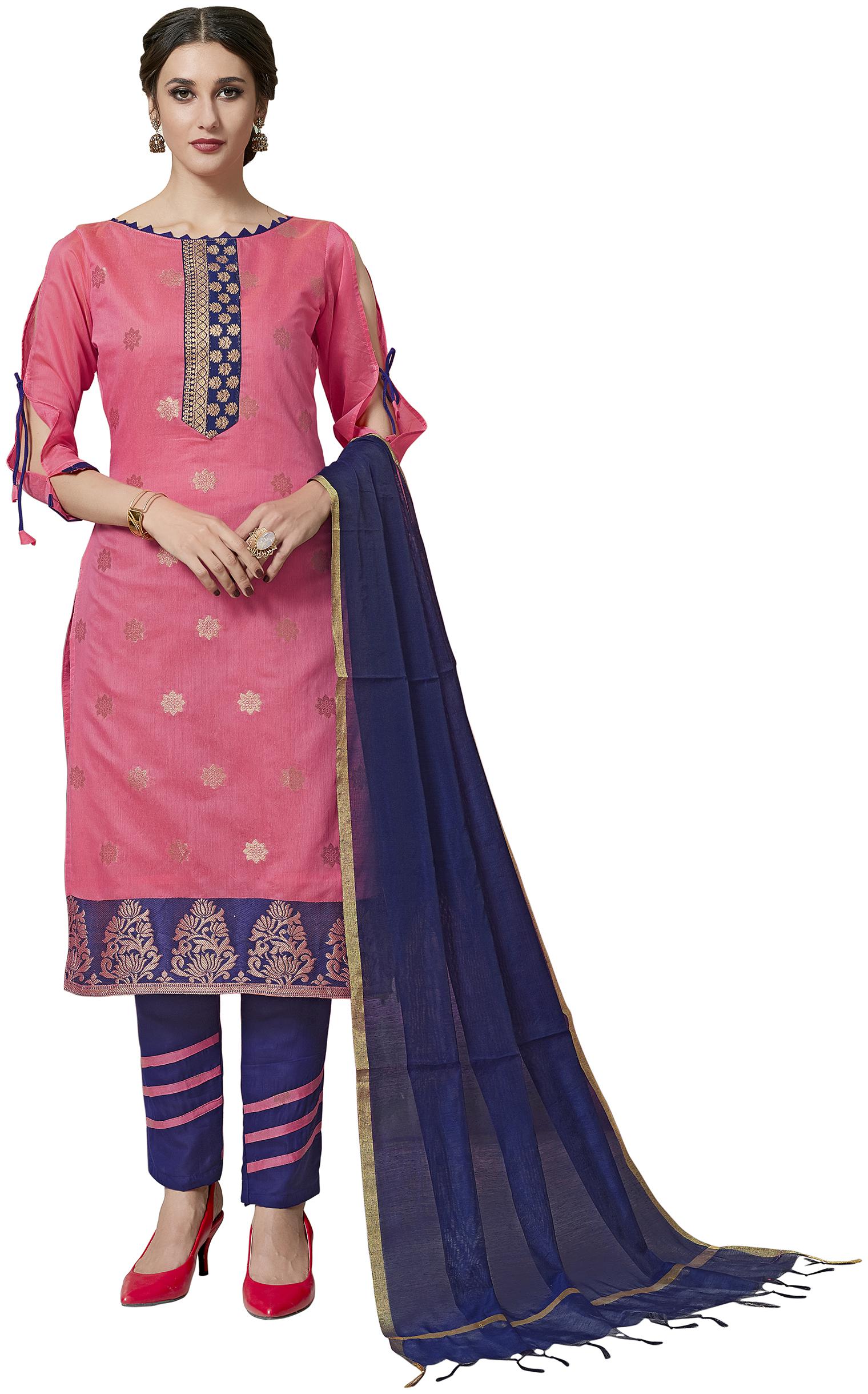 

Rajnandini Pink Unstitched Kurta with bottom dupatta With dupatta Dress Material
