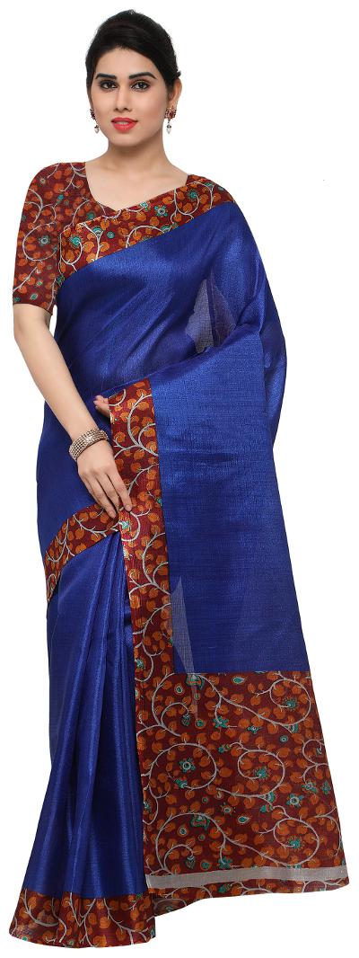 

Rajnandini Blue Tussar Silk Printed Traditional Saree