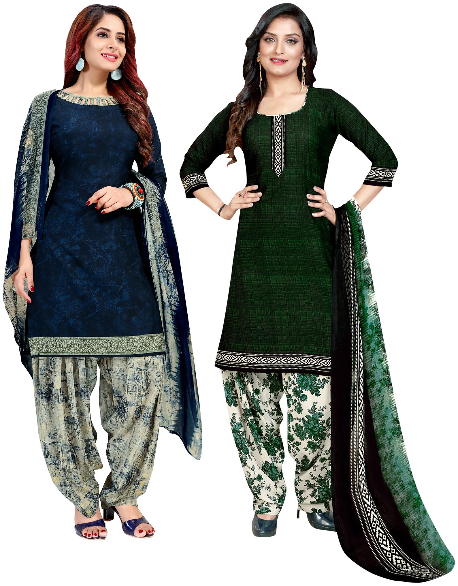 

Rajnandini Blue Green Unstitched Kurta with bottom dupatta With dupatta Dress Material