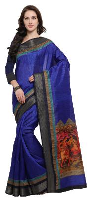 

Rajnandini Blue Tussar Silk Printed Traditional Saree