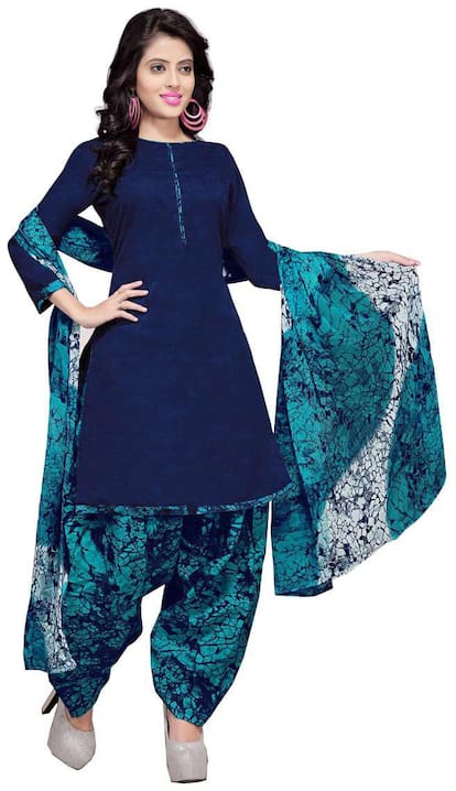 Rajnandini Blue Cotton Printed Unstitched Dress Material