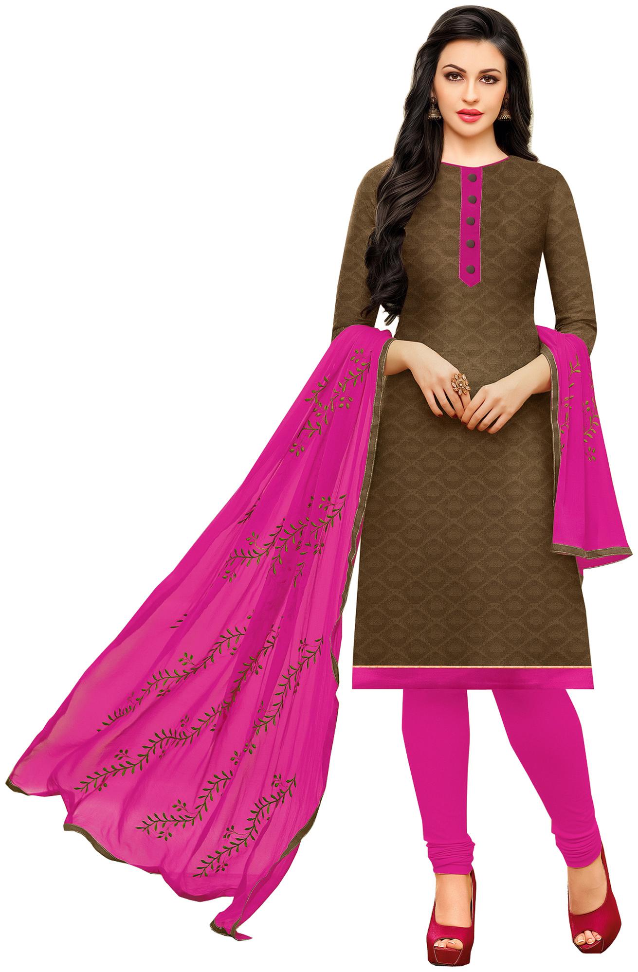 

Rajnandini Brown Jacquard Embroidered Unstitched Dress Material