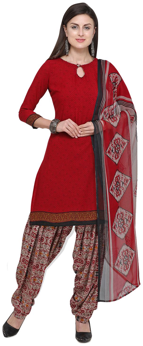

Rajnandini Red Unstitched Kurta with bottom dupatta With dupatta Dress Material