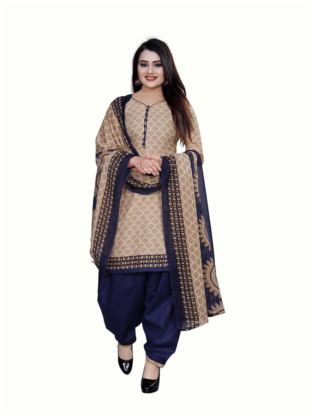 

Rajnandini Beige Unstitched Kurta with bottom dupatta With dupatta Dress Material