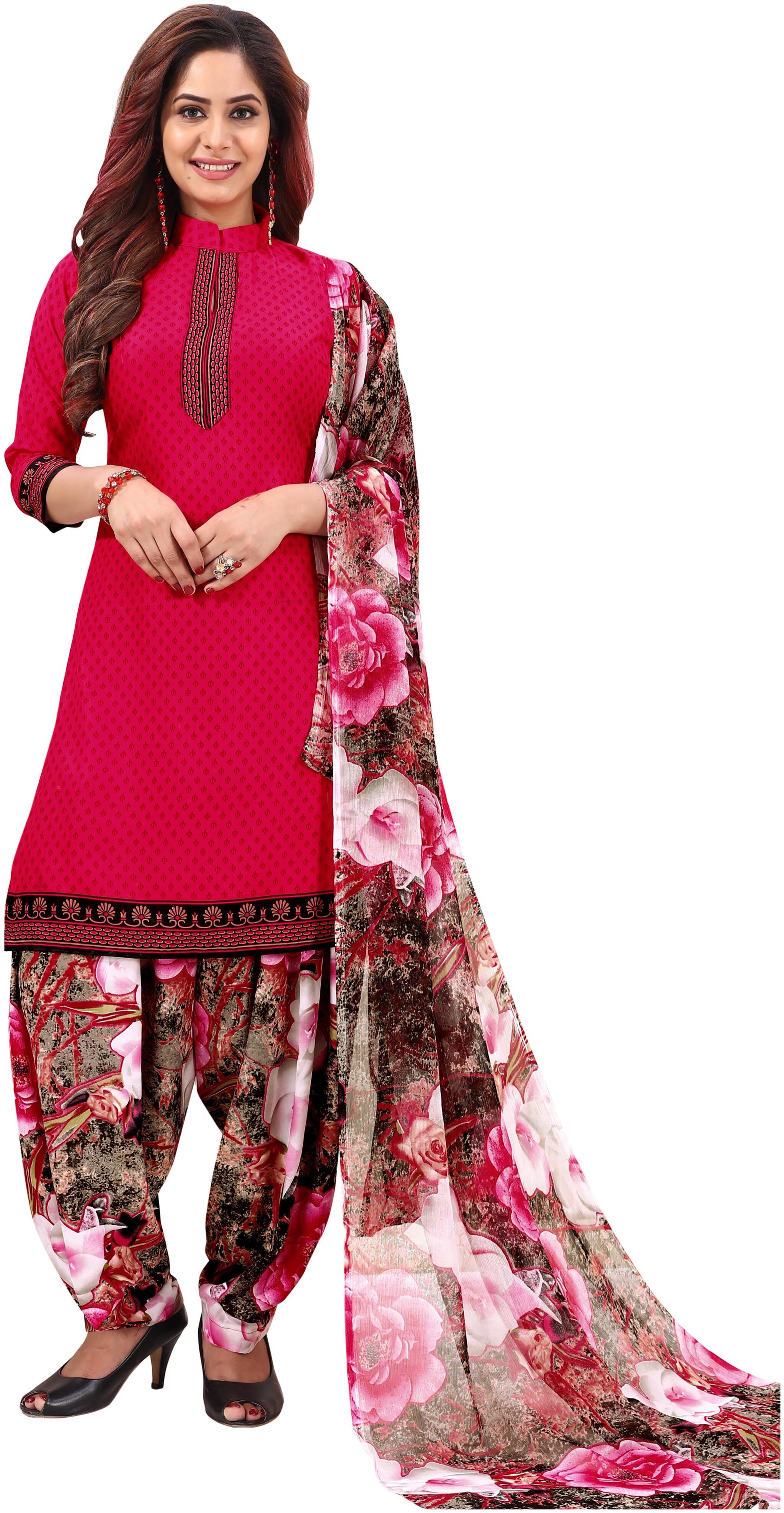 

Rajnandini Pink Unstitched Kurta with bottom dupatta With dupatta Dress Material