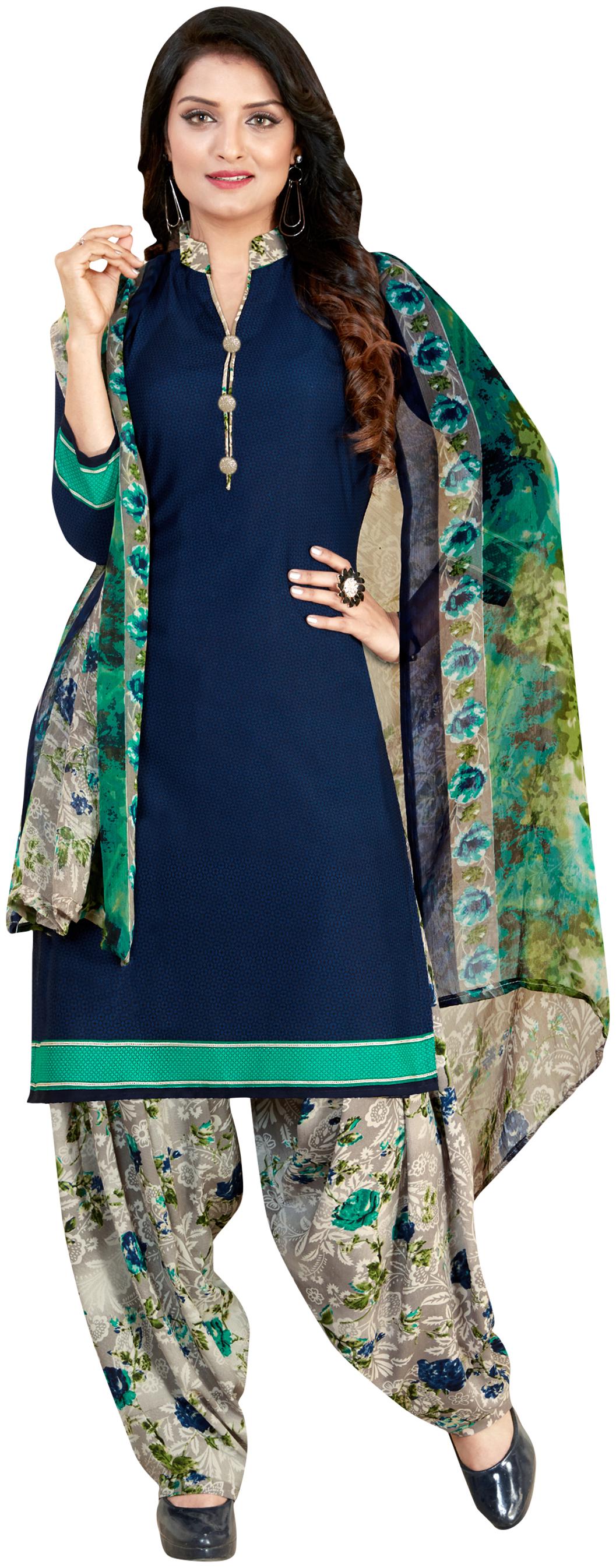 

Rajnandini Blue Unstitched Kurta with bottom dupatta With dupatta Dress Material