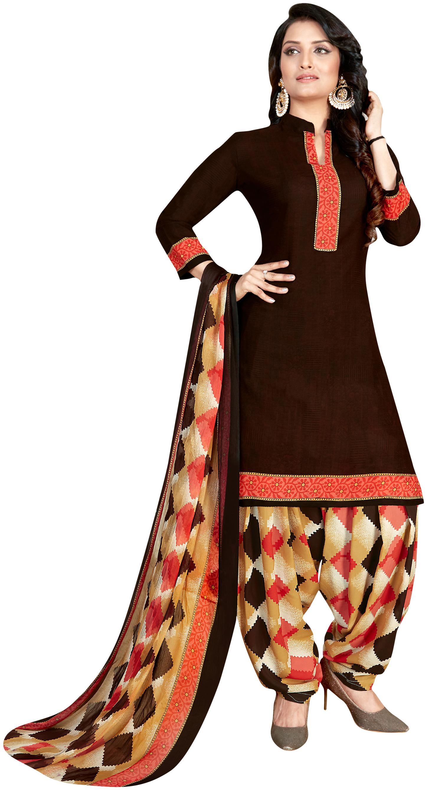 

Rajnandini Brown Unstitched Kurta with bottom dupatta With dupatta Dress Material