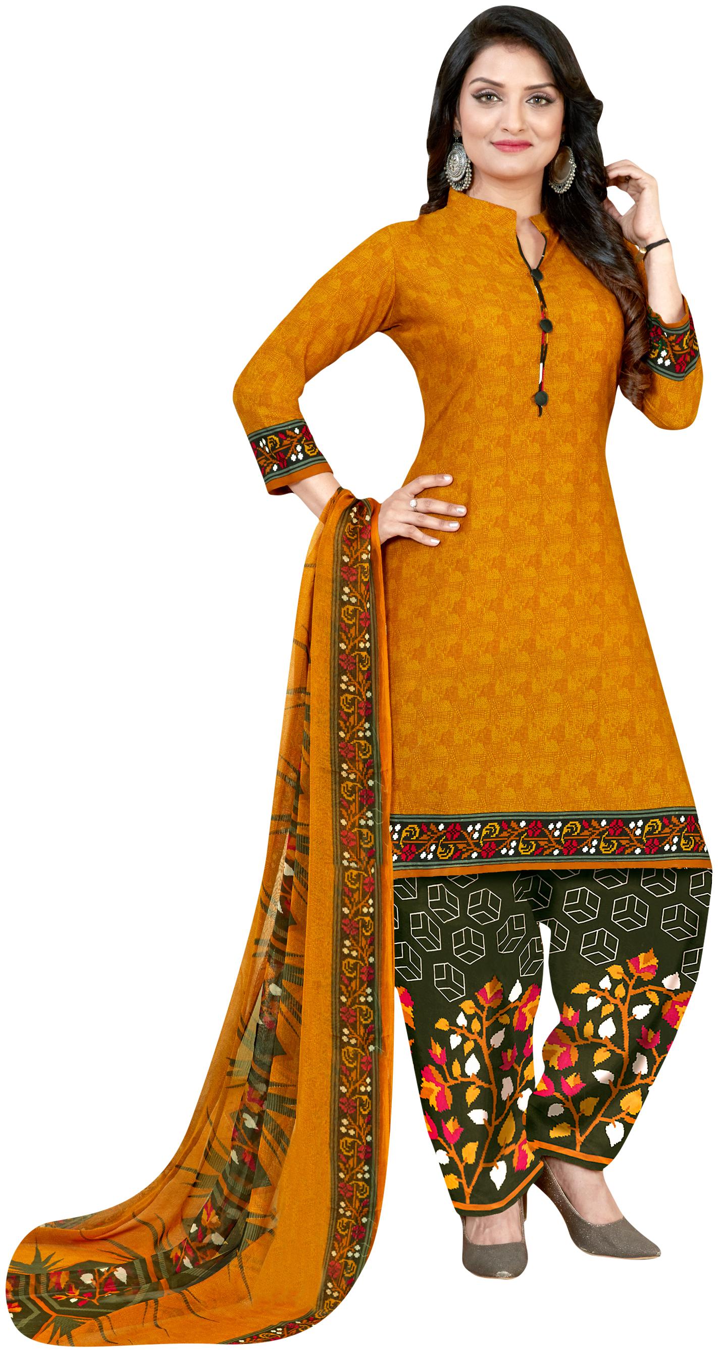 

Rajnandini Yellow Unstitched Kurta with bottom dupatta With dupatta Dress Material