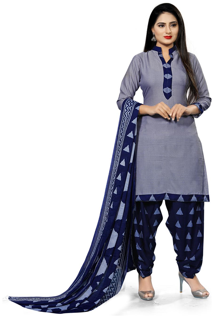 

Rajnandini Blue Unstitched Kurta with bottom dupatta With dupatta Dress Material