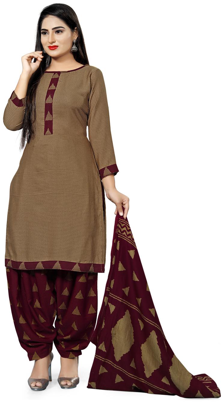 

Rajnandini Brown Unstitched Kurta with bottom dupatta With dupatta Dress Material