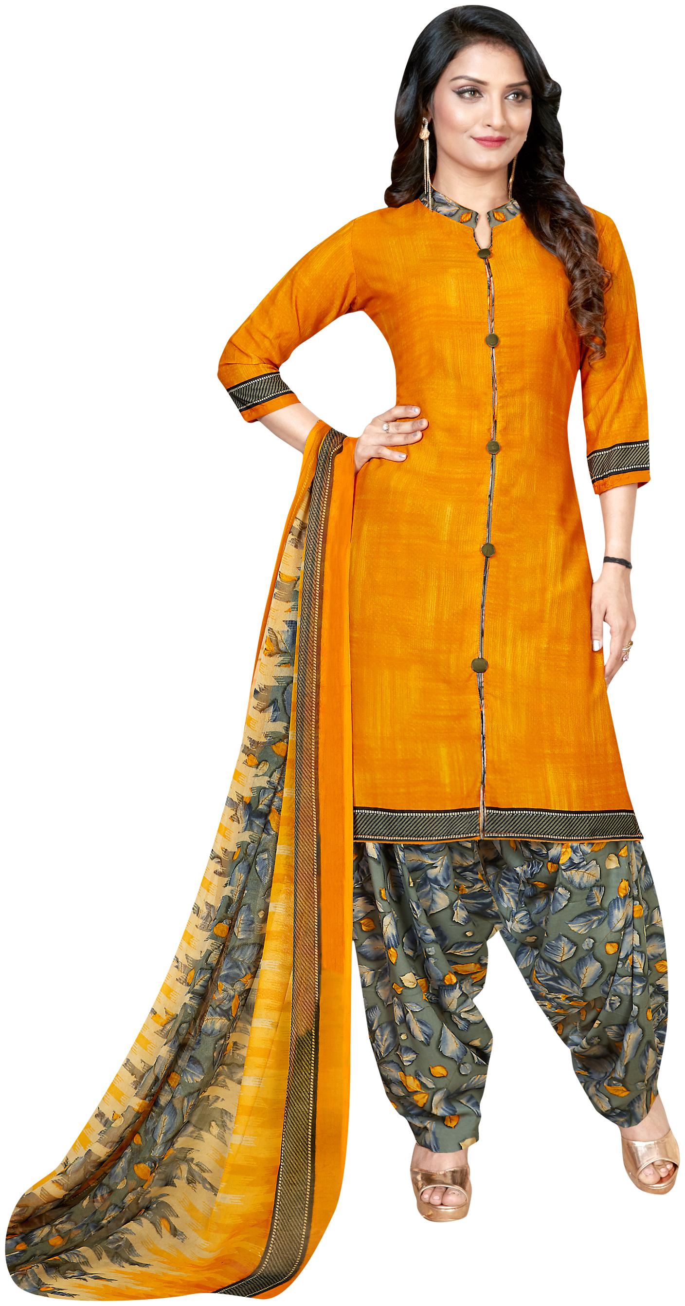 

Rajnandini Yellow Unstitched Kurta with bottom dupatta With dupatta Dress Material