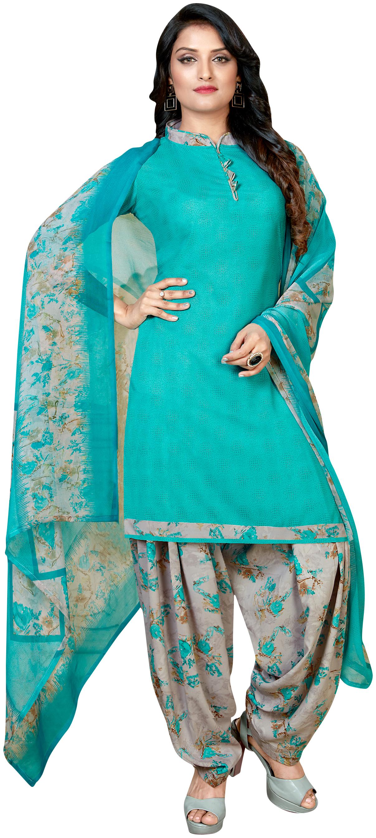 

Rajnandini Blue Unstitched Kurta with bottom dupatta With dupatta Dress Material