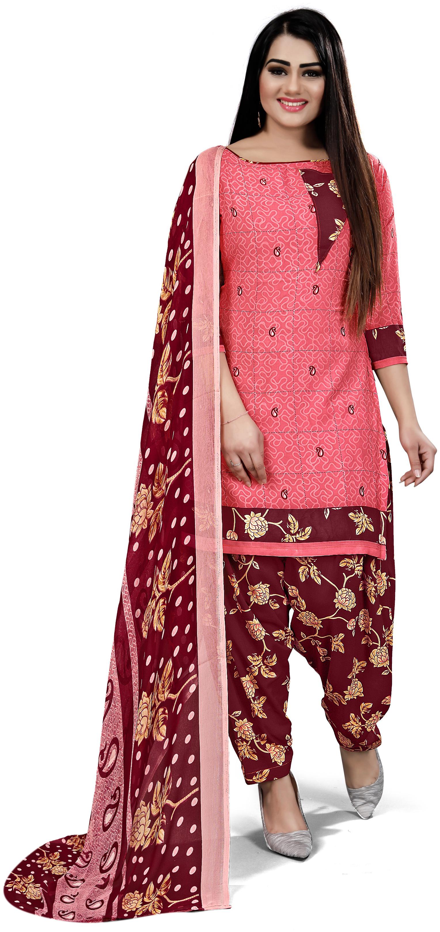 

Rajnandini Pink Unstitched Kurta with bottom dupatta With dupatta Dress Material