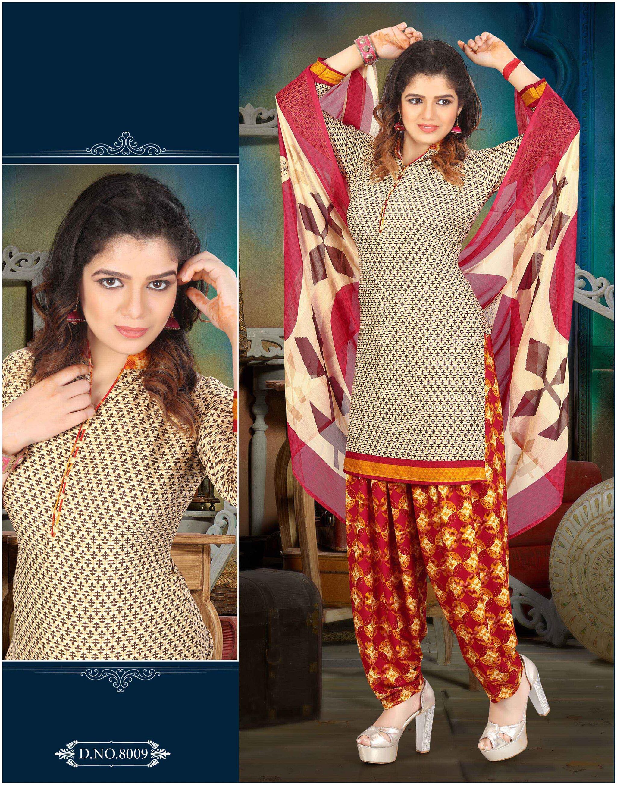 

Rajnandini Cream Unstitched Kurta fabric With dupatta Dress Material