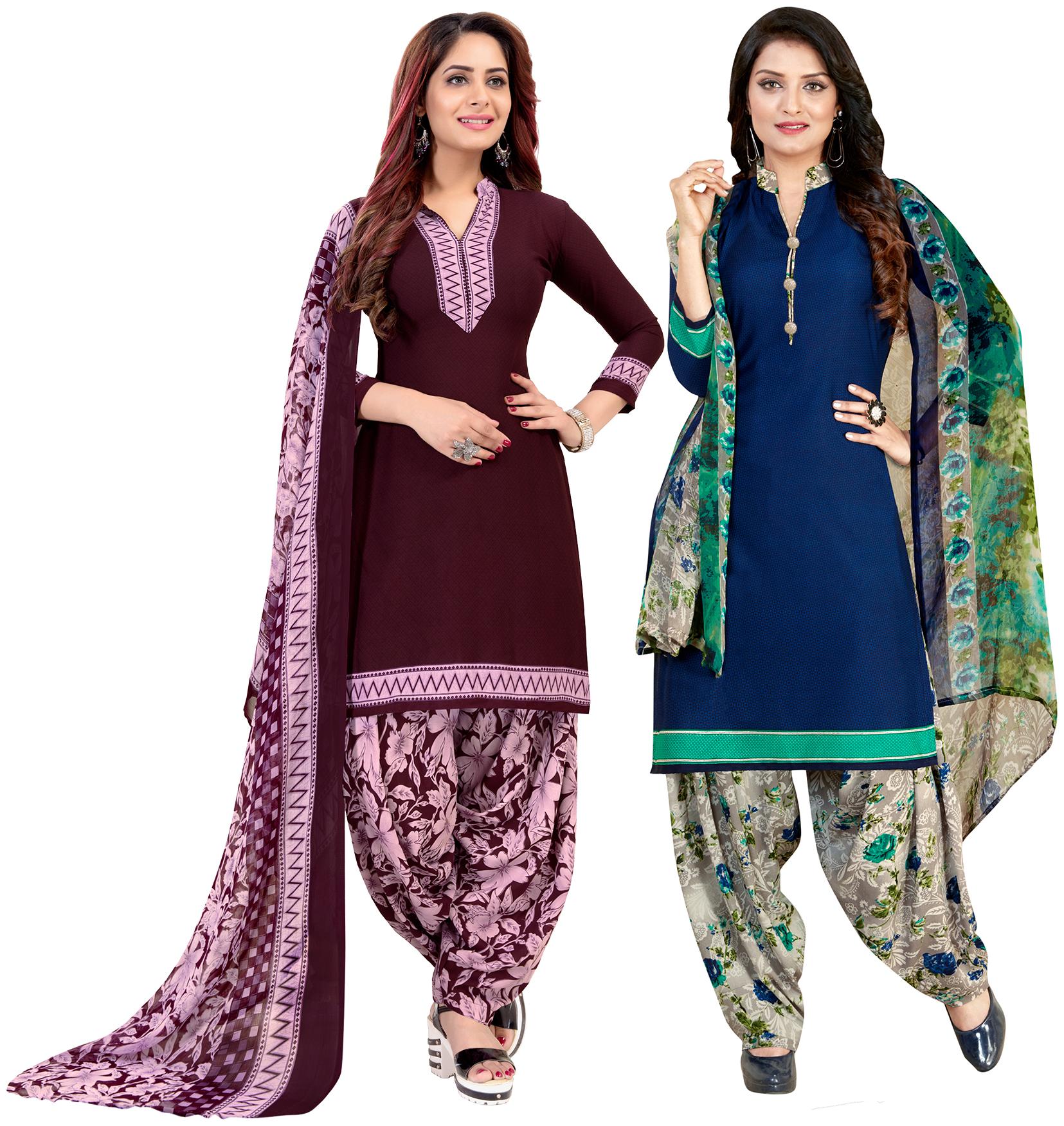 

Rajnandini Purple Blue Unstitched Kurta with bottom dupatta With dupatta Dress Material