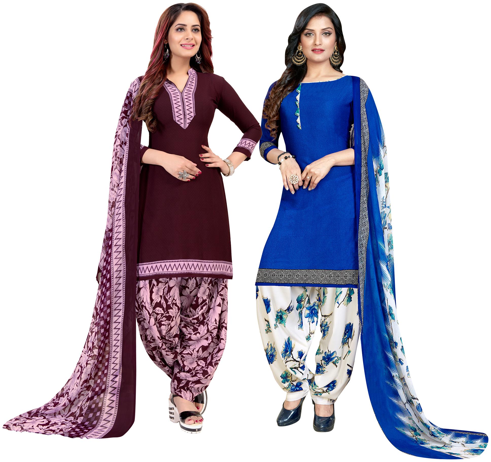 

Rajnandini Purple Blue Unstitched Kurta with bottom dupatta With dupatta Dress Material