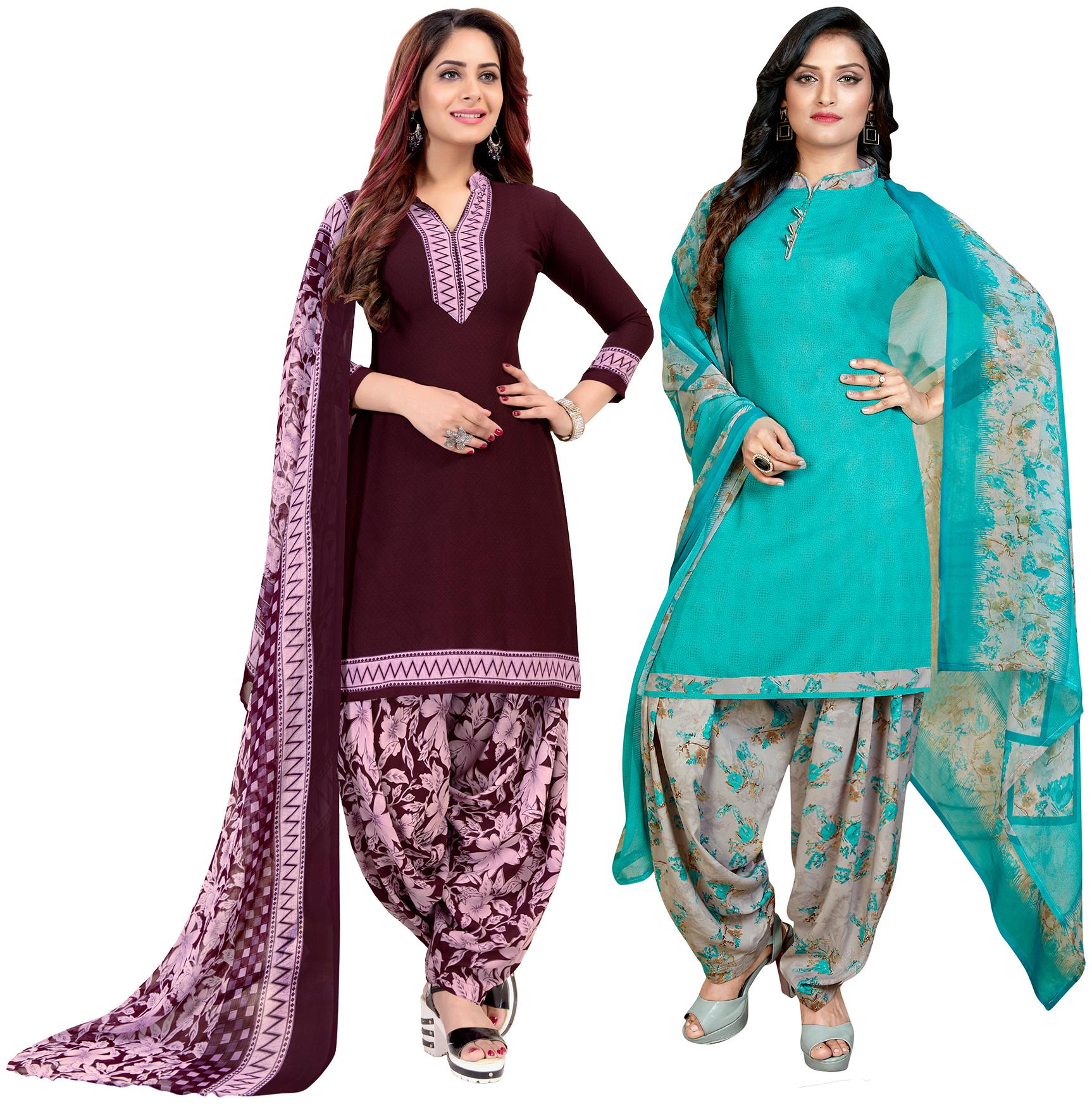 

Rajnandini Purple Blue Unstitched Kurta with bottom dupatta With dupatta Dress Material