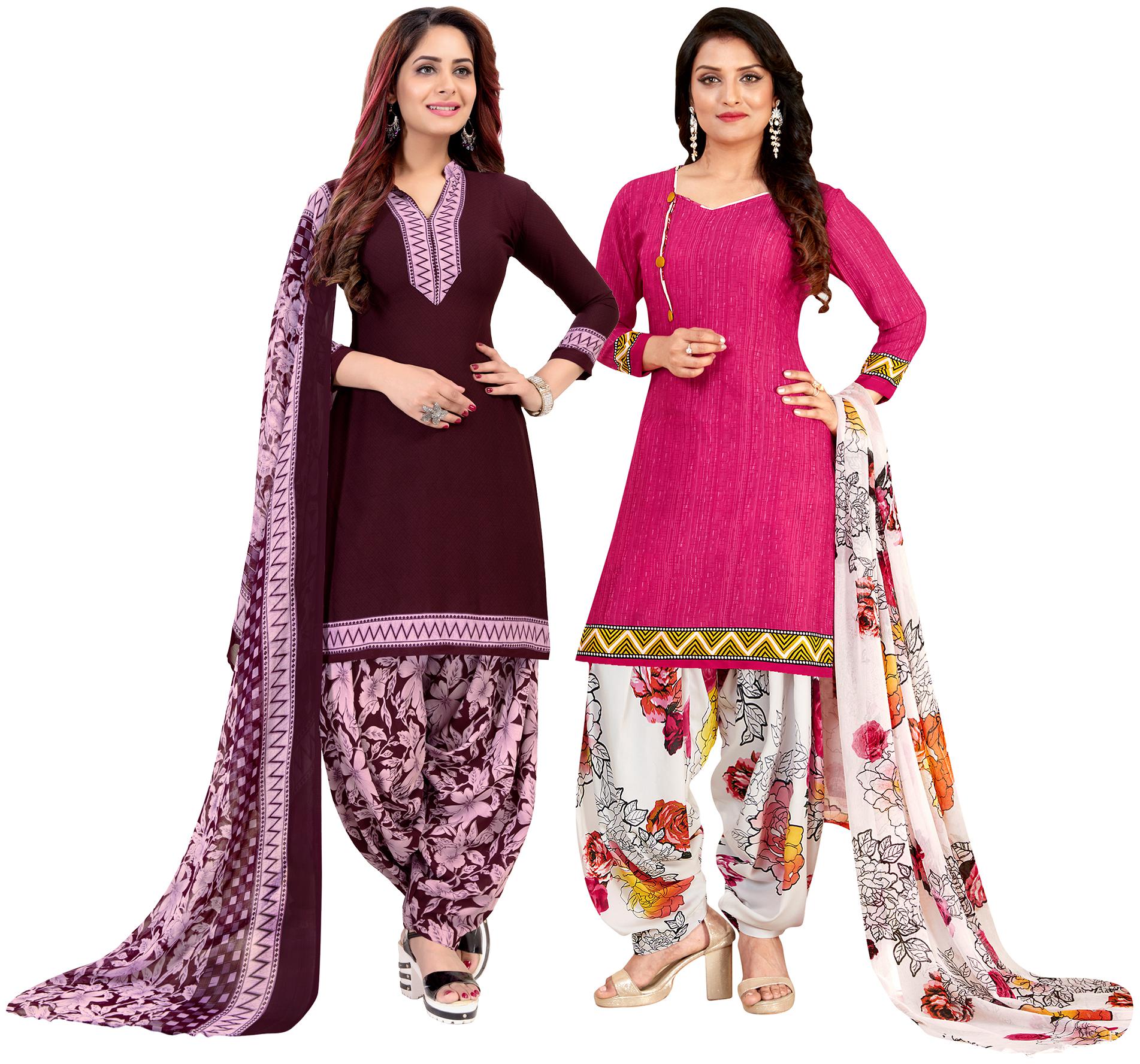 

Rajnandini Purple Pink Unstitched Kurta with bottom dupatta With dupatta Dress Material