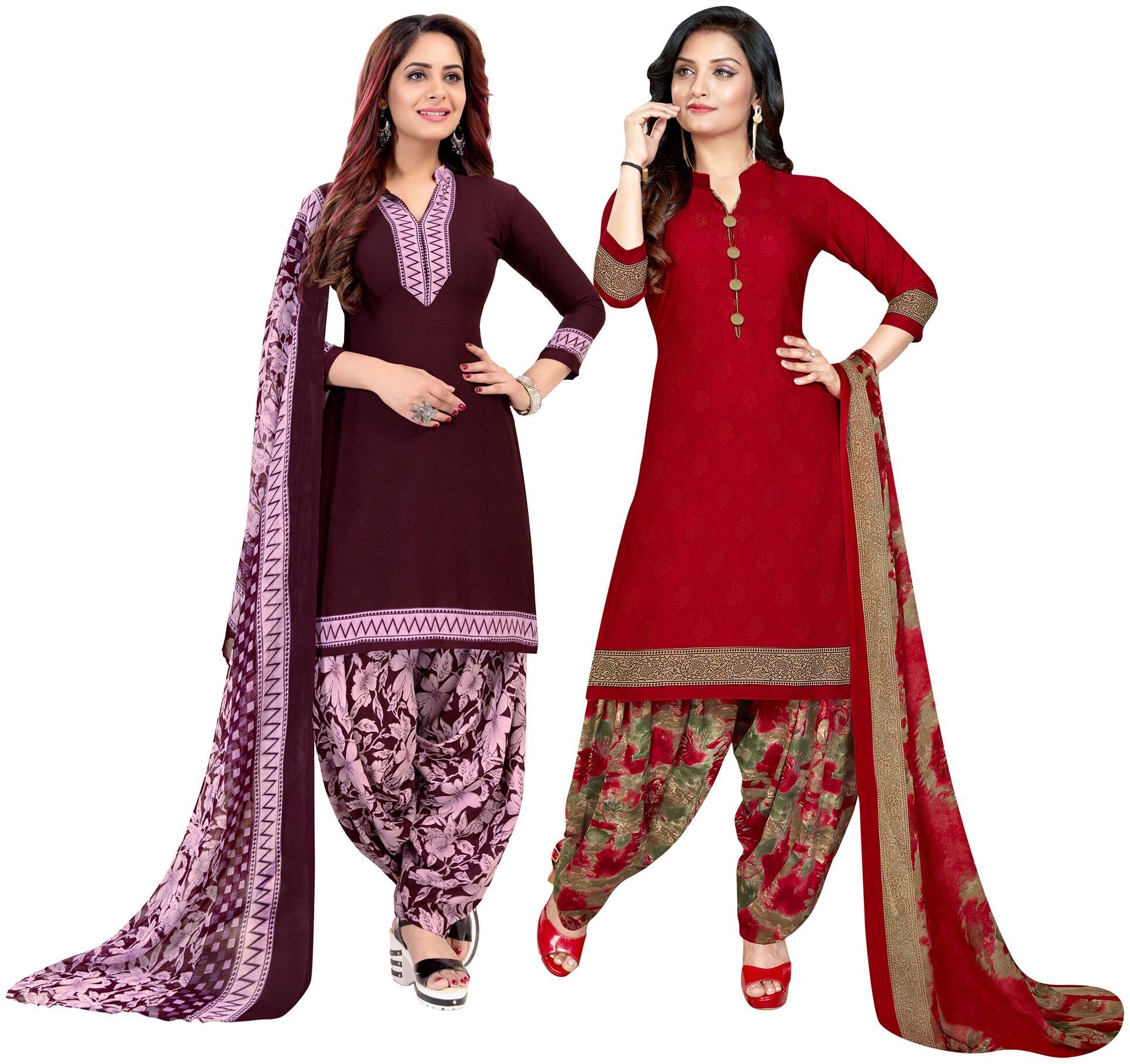 

Rajnandini Purple Red Unstitched Kurta with bottom dupatta With dupatta Dress Material