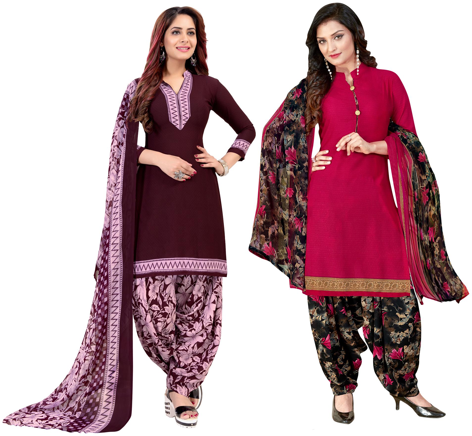 

Rajnandini Purple Red Unstitched Kurta with bottom dupatta With dupatta Dress Material