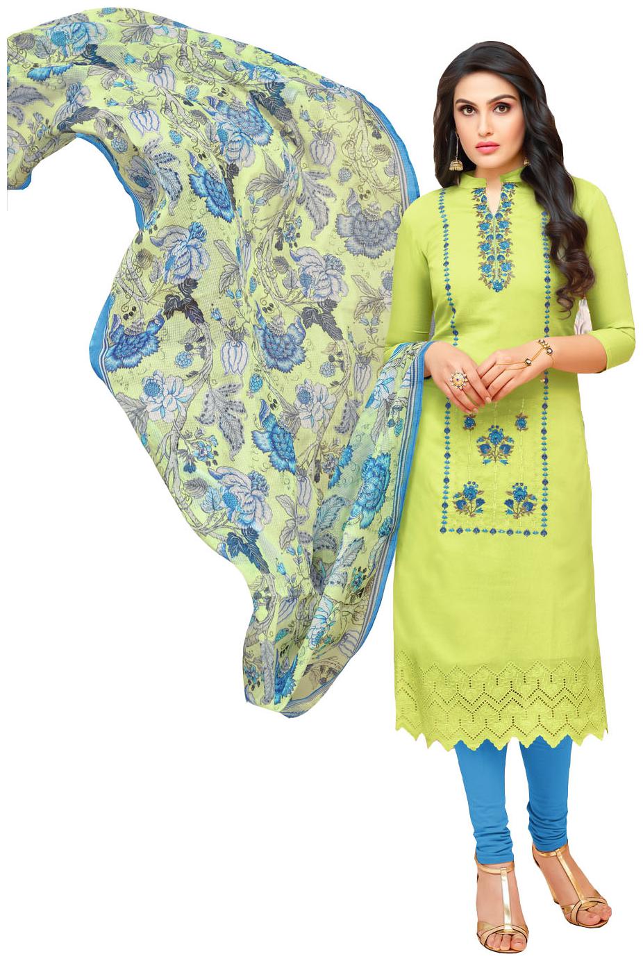 

Rajnandini Green Modal Silk Embroidered Unstitched Dress Material