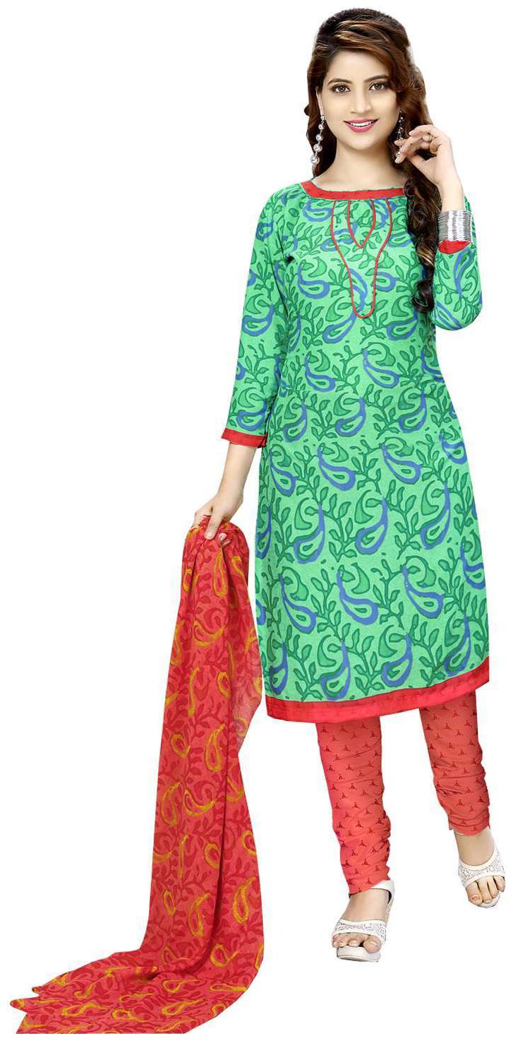 

Rajnandini Green Crepe Printed Unstitched Dress Material