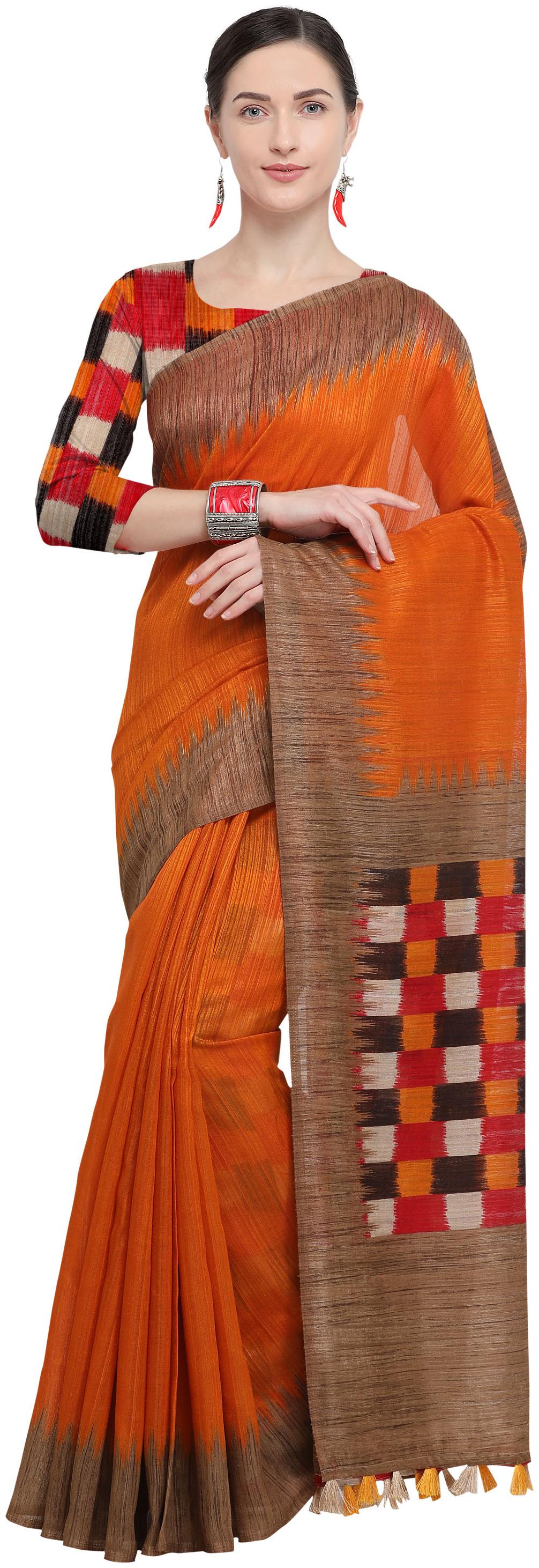 

Rajnandini Linen Party Universal Designer Saree Orange