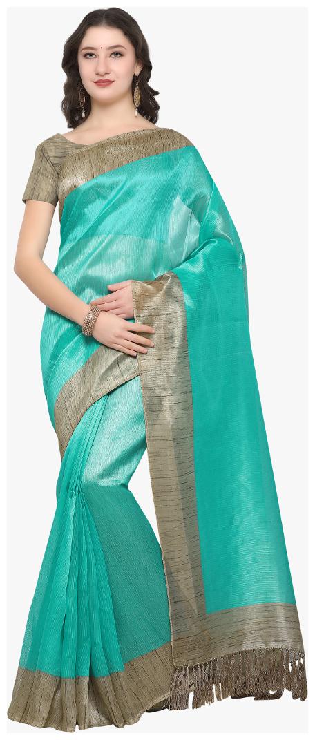 

Rajnandini Light Blue Tussar Silk Plain Formal Saree