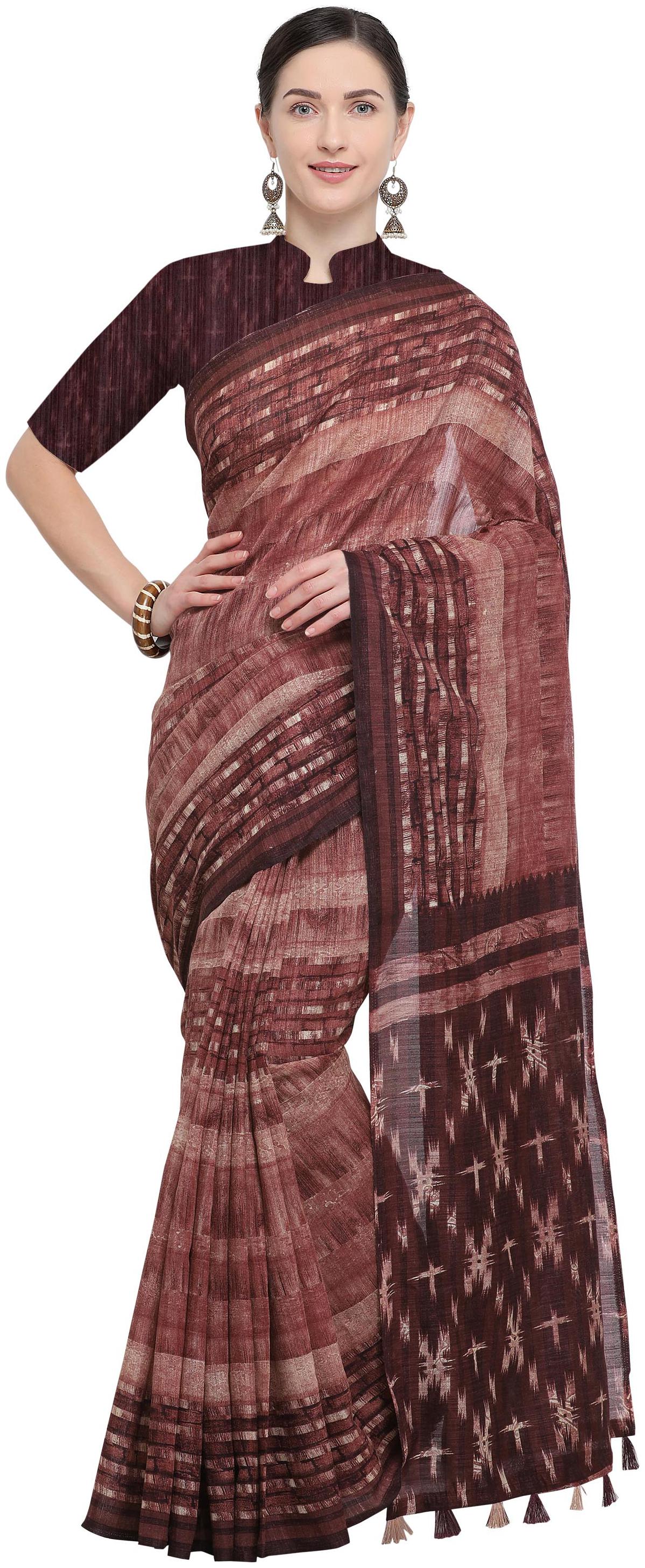 

Rajnandini Linen Party Universal Designer Saree Brown