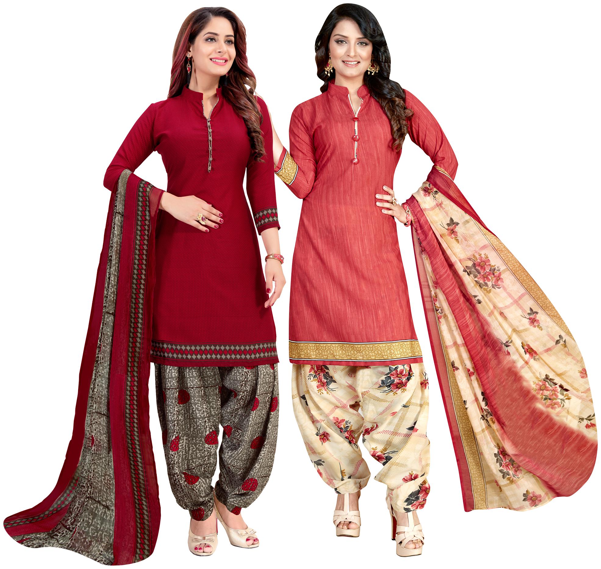 

Rajnandini Maroon Peach Unstitched Kurta with bottom dupatta With dupatta Dress Material