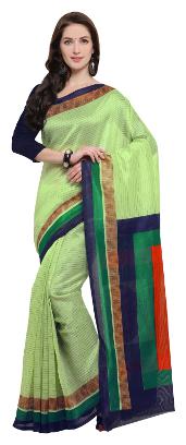 

Rajnandini Mint Green Jute Silk Printed Traditional Saree