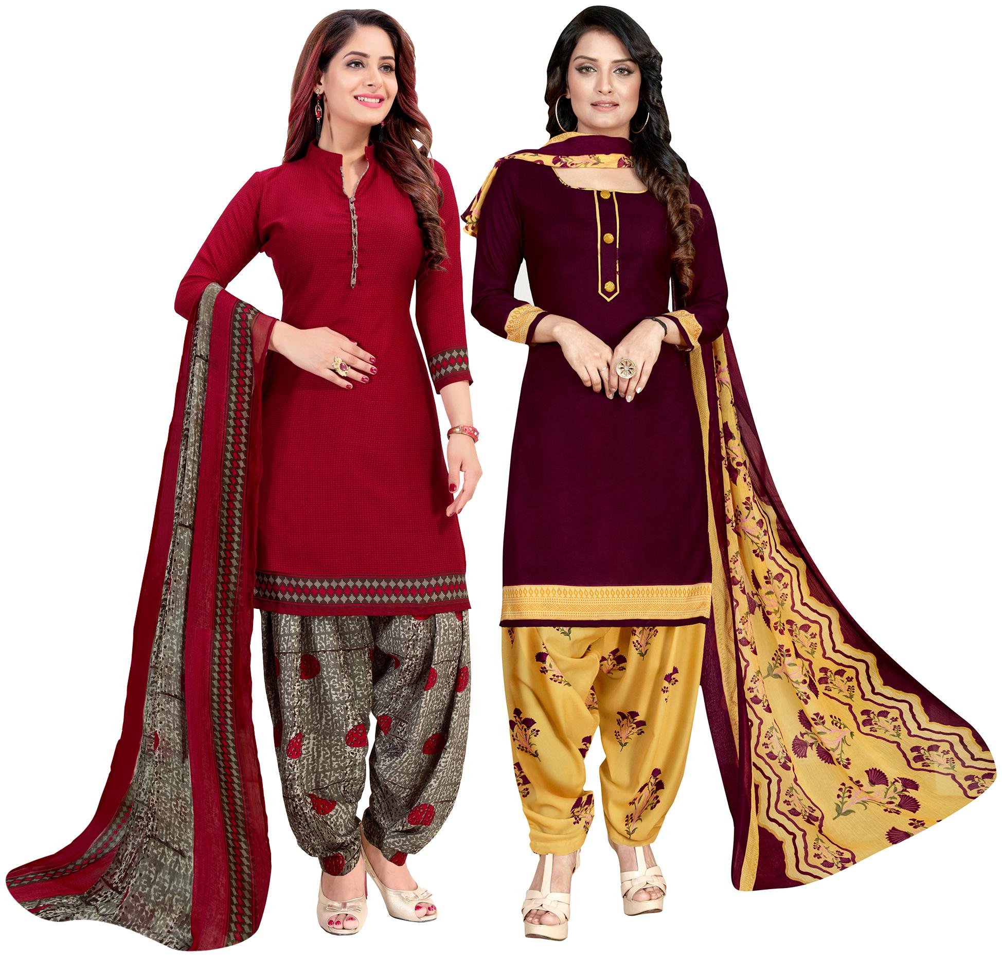 

Rajnandini Maroon And Wine Crepe Printed Unstitched Dress Material(Combo Of 2)