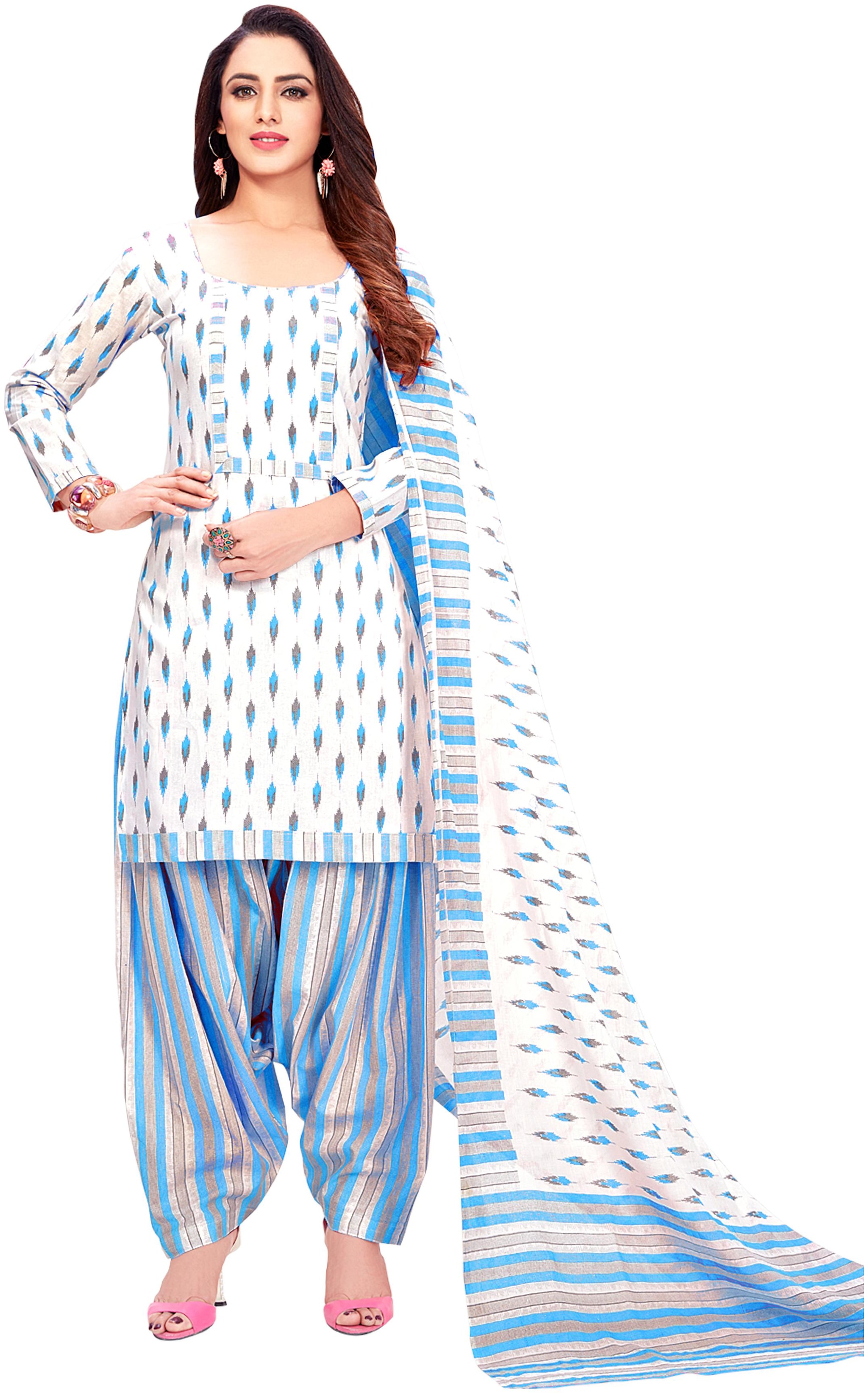

Rajnandini White Unstitched Kurta with bottom dupatta With dupatta Dress Material