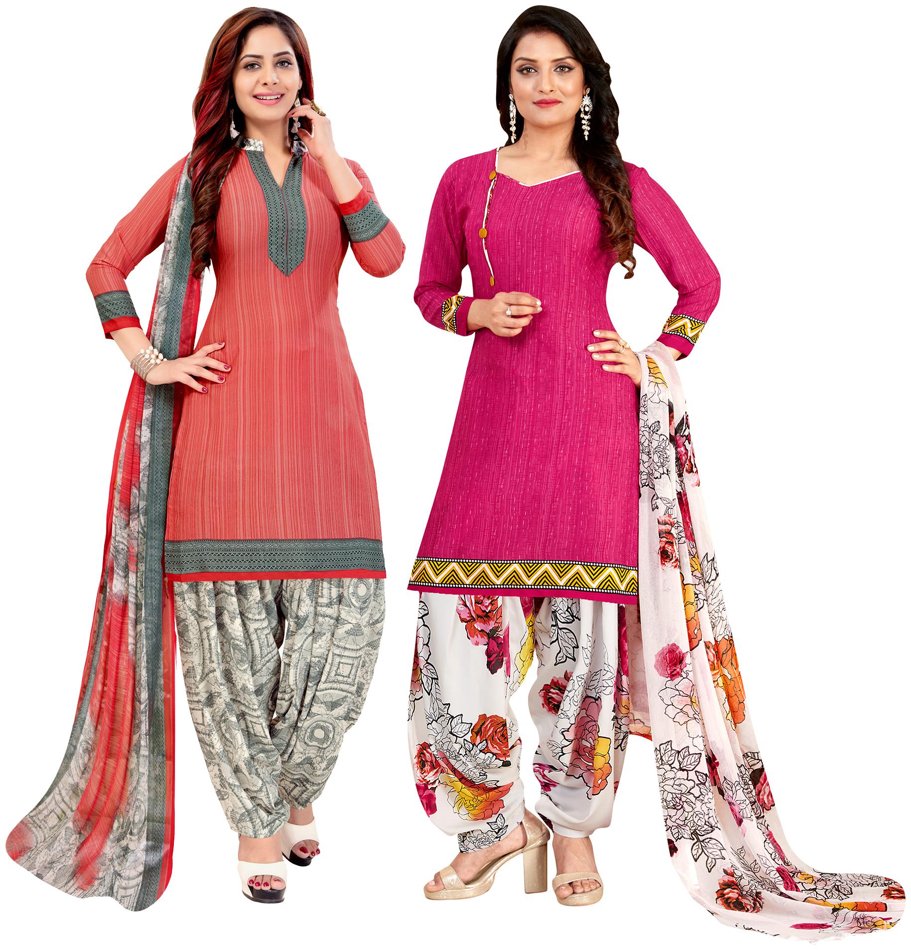 

Rajnandini Pink Unstitched Kurta with bottom dupatta With dupatta Dress Material