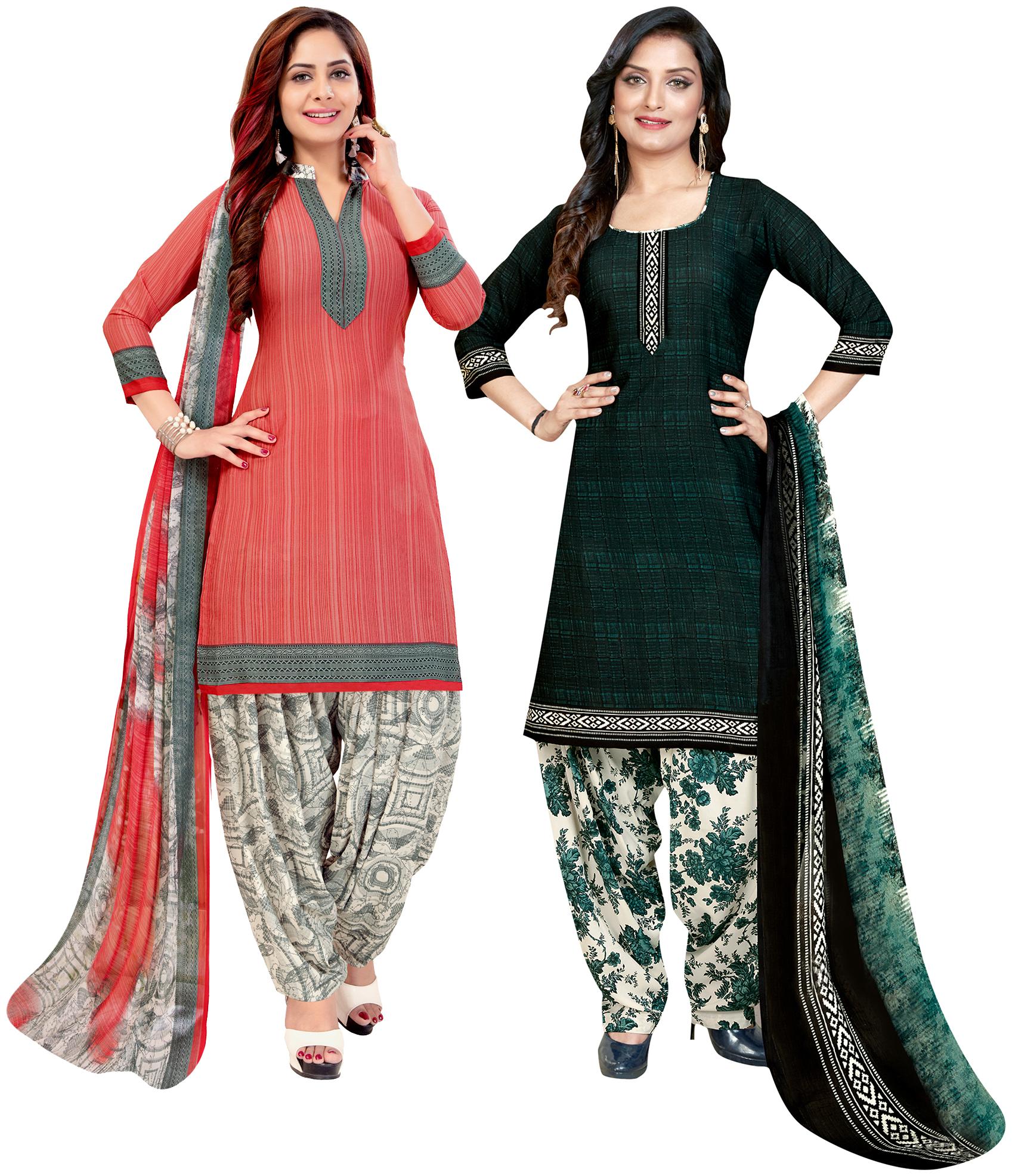 

Rajnandini Pink Green Unstitched Kurta with bottom dupatta With dupatta Dress Material